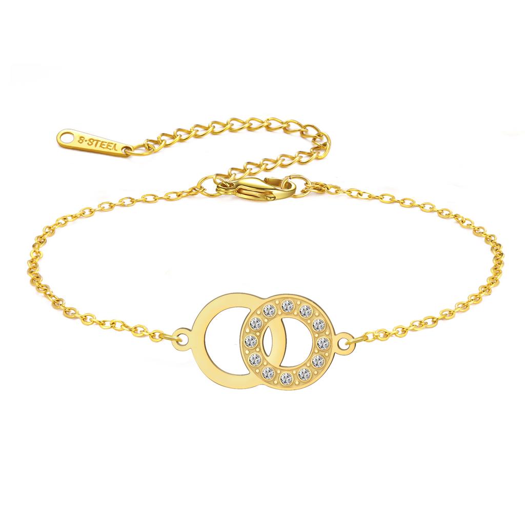 Hollow Round Double Hole Interlocking Zircon Bracelet Jewelry Gift for Women