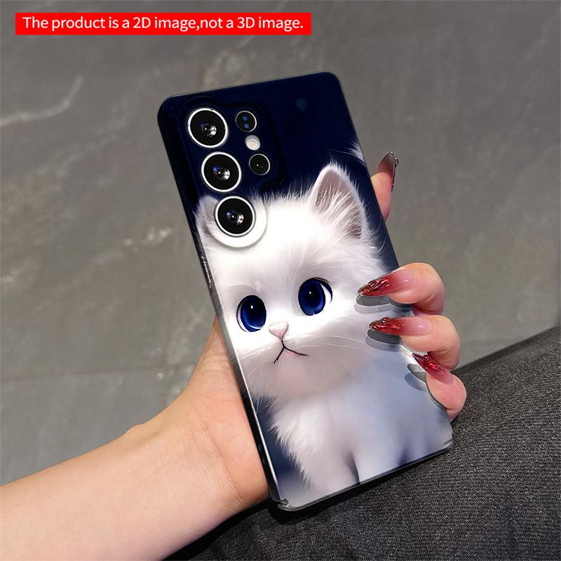 2DFlat Samsung phone case White Fluffy Kitten with Blue Eyes Phone Case Applicable to Galaxy S23 S24 S25ULTRA S26 A12 A14 A15 A16 A54 A55