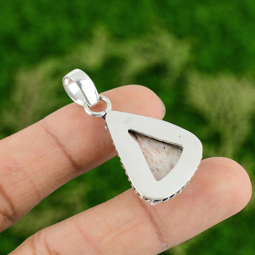 Daughters Day Deal Scolecite Gemstone 925 Silver Birthday Mother Pendant Jewelry
