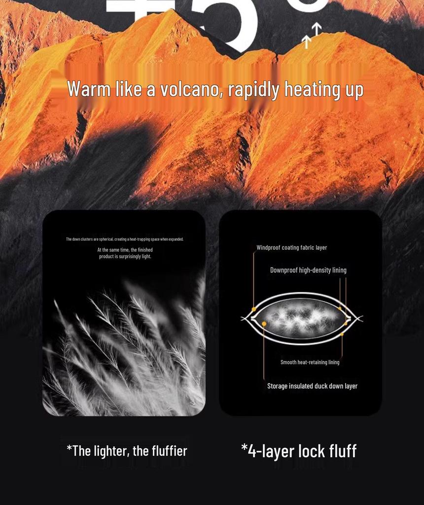 Men's Black Winter Down Puffer Jacket - Thick, Warm, Stand Collar, Casual Loose Fit, Trendy Youth Style