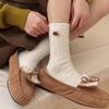 Button Wool Socks, Thick and Warm for Autumn and Winter, Pile Socks, Solid Color, Versatile Cashmere Mid-calf Socks
