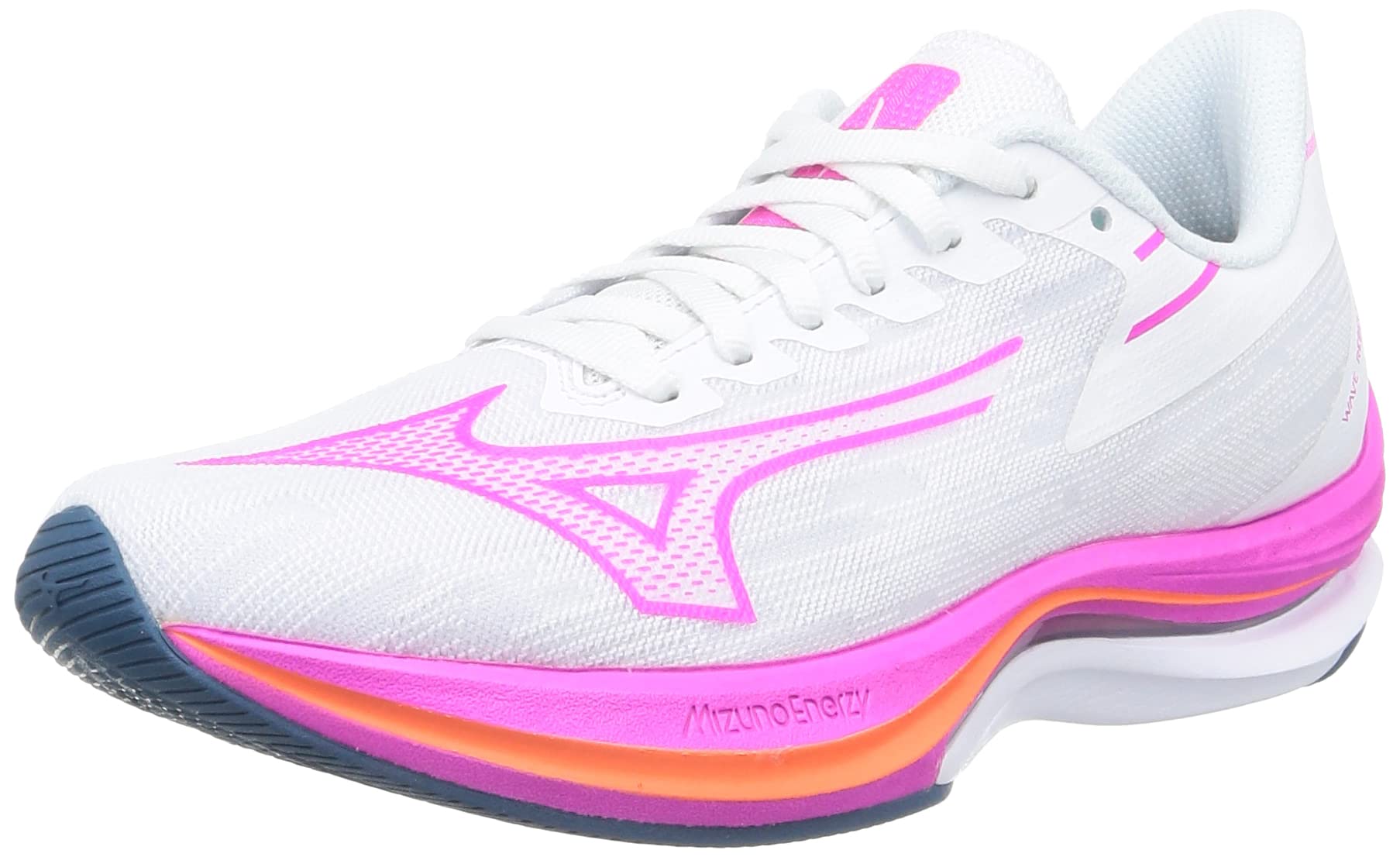 

Mizuno Беговые кроссовки Wave Rebellion SONIC WIDE для женщин, бело-розовые, 2E, синие, 23,0 см,