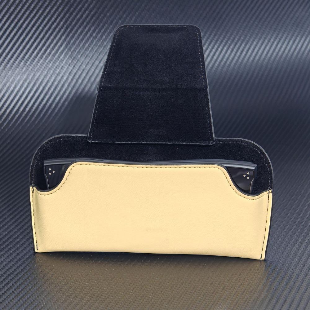 Car Sunglasses Holder Premium Leather Wear ResistantAuto Sun Visor Glasses Holder Protective Box Auto Eyeglasses Storage Case
