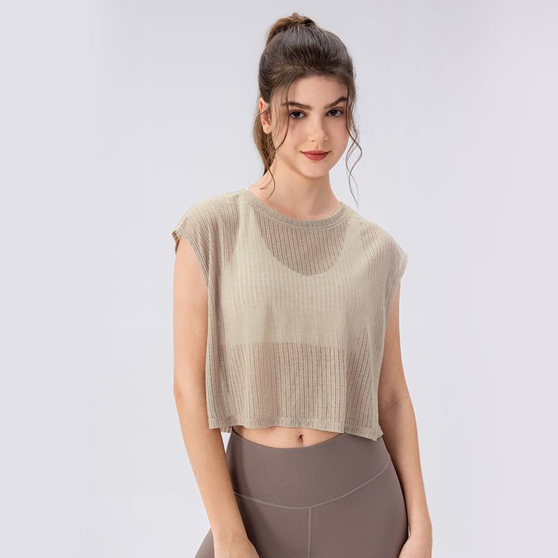 Export Cut Out Sleeveless Short Gym Blouse Yoga