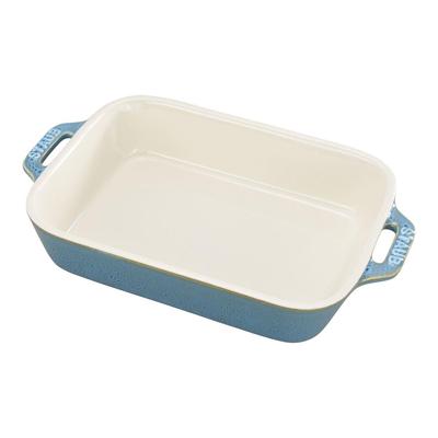 Staub Dish Turquoise 20 X Ceramic Gratin Dish Quiche Heat Resistant Oven Microwave Safe Japanese Vintage Color Dish "Rectangular 16cm" [Authorized