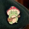 Brooch Pin, Frog Mushroom Design Lapel Pin, Enamel Glaze Bright Color Badge with Standard Safety Pin, Versatile Badge for Clothing Bags Hats Shoes