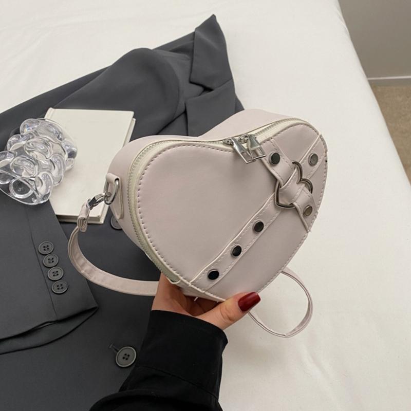 2024 Shoulder Bags Heart Shape Rivet Crossbody Bag Leather Phone Bag for Girl Women