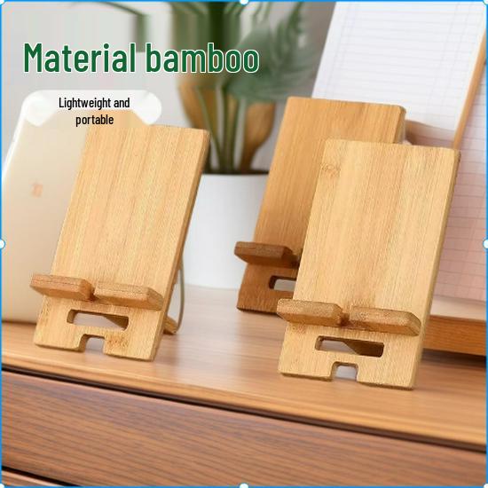 Customizable Solid Wood Phone and Tablet Stand with Base Ornament