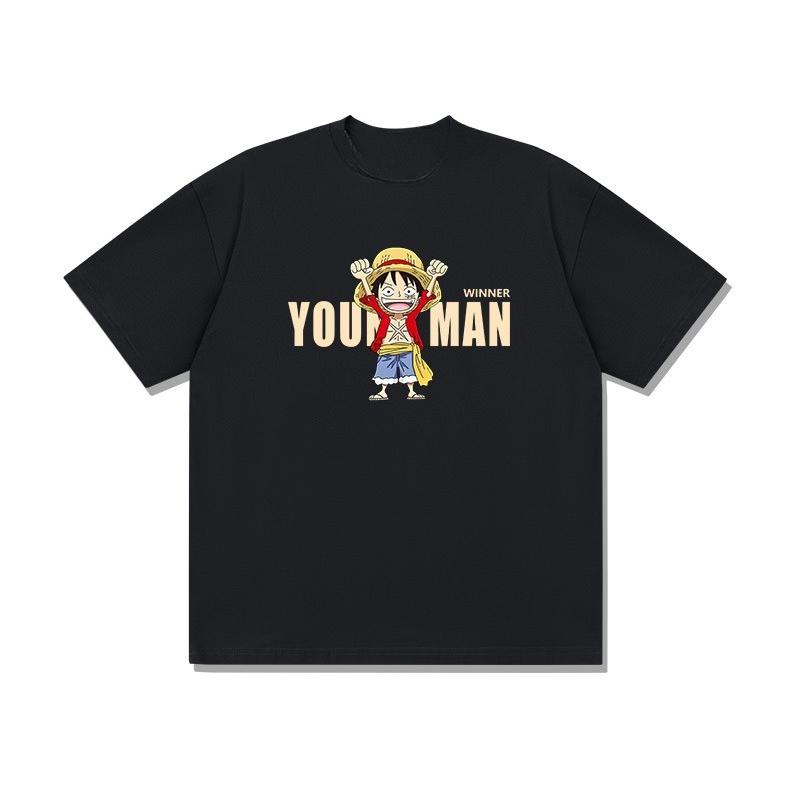 

Bandai 2026 New One Piece Luffy TShirt Unisex Loose Cotton Summer Casual Tops for Unisex Women S