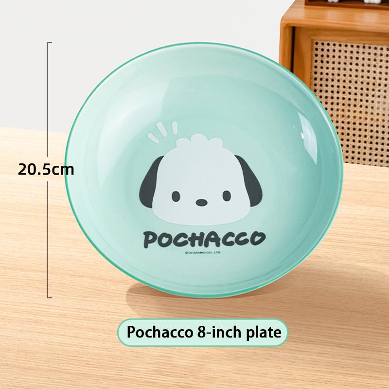 

For Sanrio Collaboration 8inch Ceramic Plates Cartoon Children s Round Plates Kuromi/HelloKitty Dessert Plate Kitchen Tableware 8inch