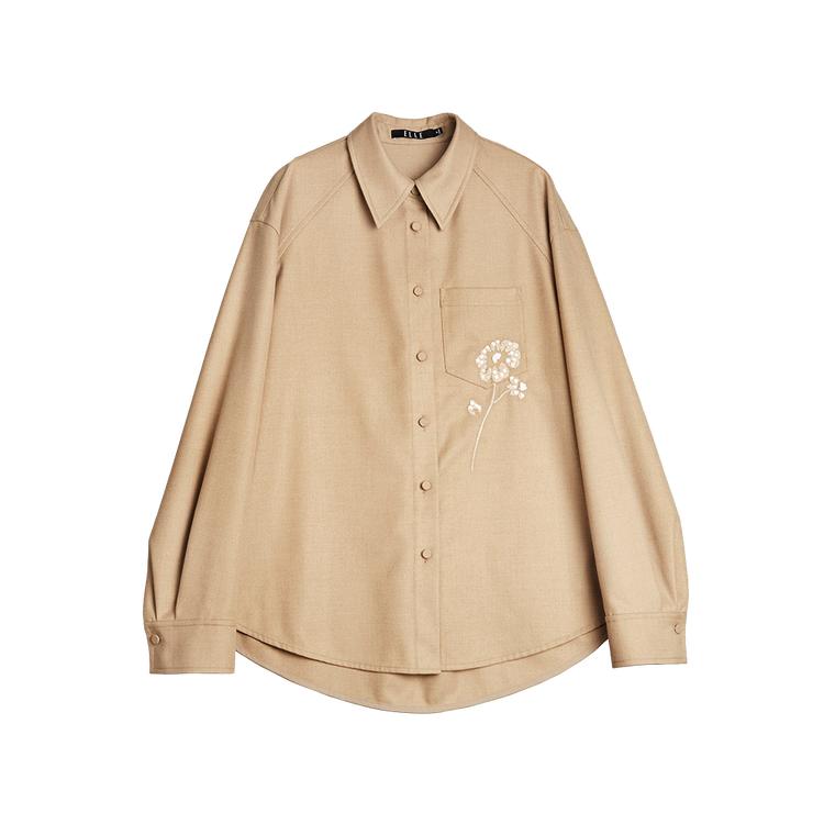ELLE French Embroidered Fashion Design Casual Loose Long Sleeve Shirt Women shirts EC53122
