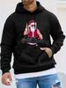 Santa Claus DJ Turntable Streetwear Print Casual Sport Outdoor Unisex Hoodie Long Sleeve Sweatshirt Unisex Top Autumn/Winter Apparel