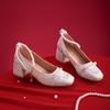 Embroidered shoes Mary Jane shoes spring dance French small fragrant style evening thick heel single shoes temperament high heels evening style
