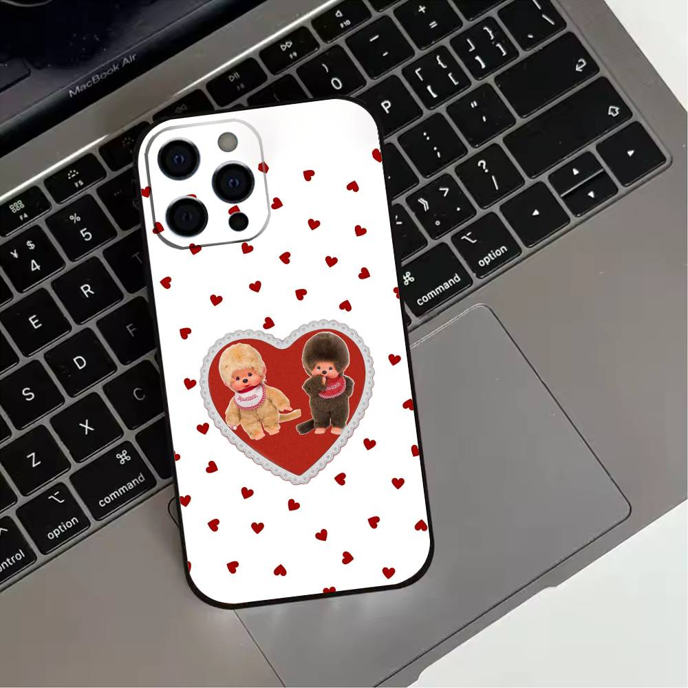 Cute M-monchhichis-s Phone Case For iPhone 17,16,15,14,13,12,11 Plus,Pro Max,XS,Soft Silicone Black Cover iPhone14Pro