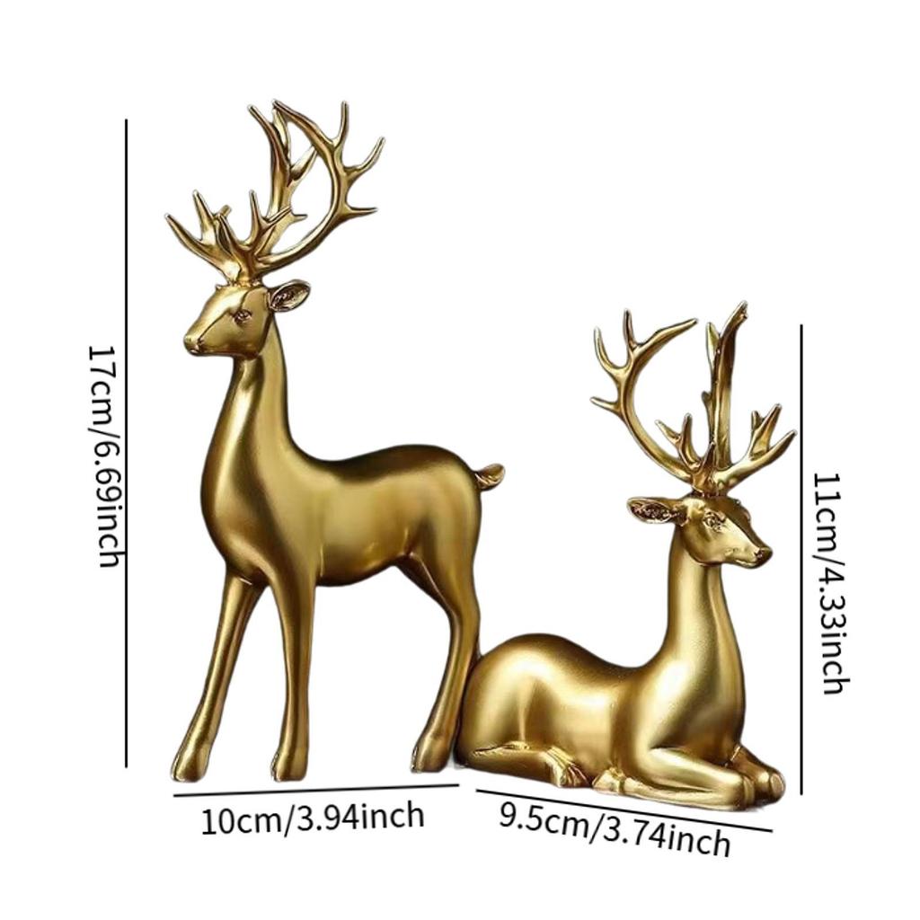 2x Rentier-Statuen Moderne Hirschliebhaber-Skulpturen für Tisch-Kaminsims-Dekoration