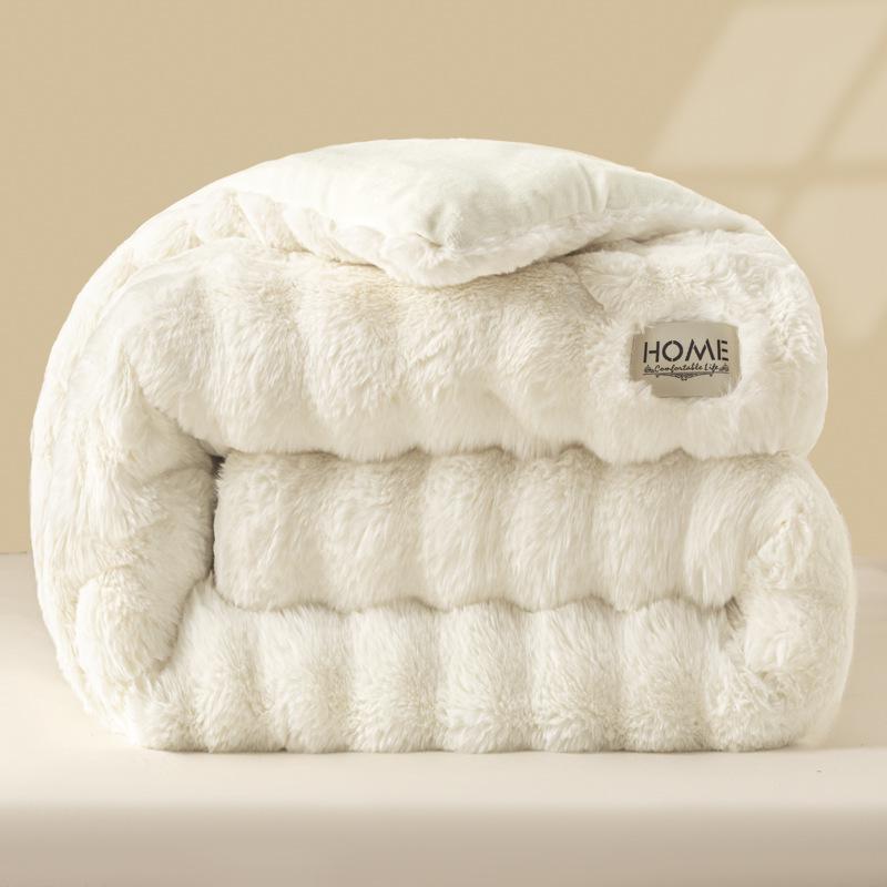 2025 Thickened Milk Velvet Winter Comforter - Warm Coral Fleece Quilt for Double Bed