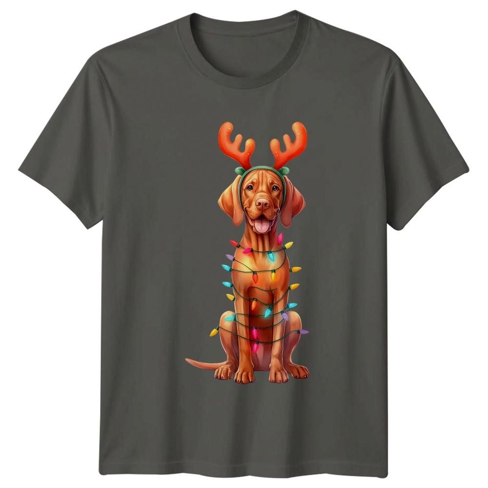 Christmas Dog Reindeer Antlers Lights Holiday Unisexs TShirt Unisexs Tee
