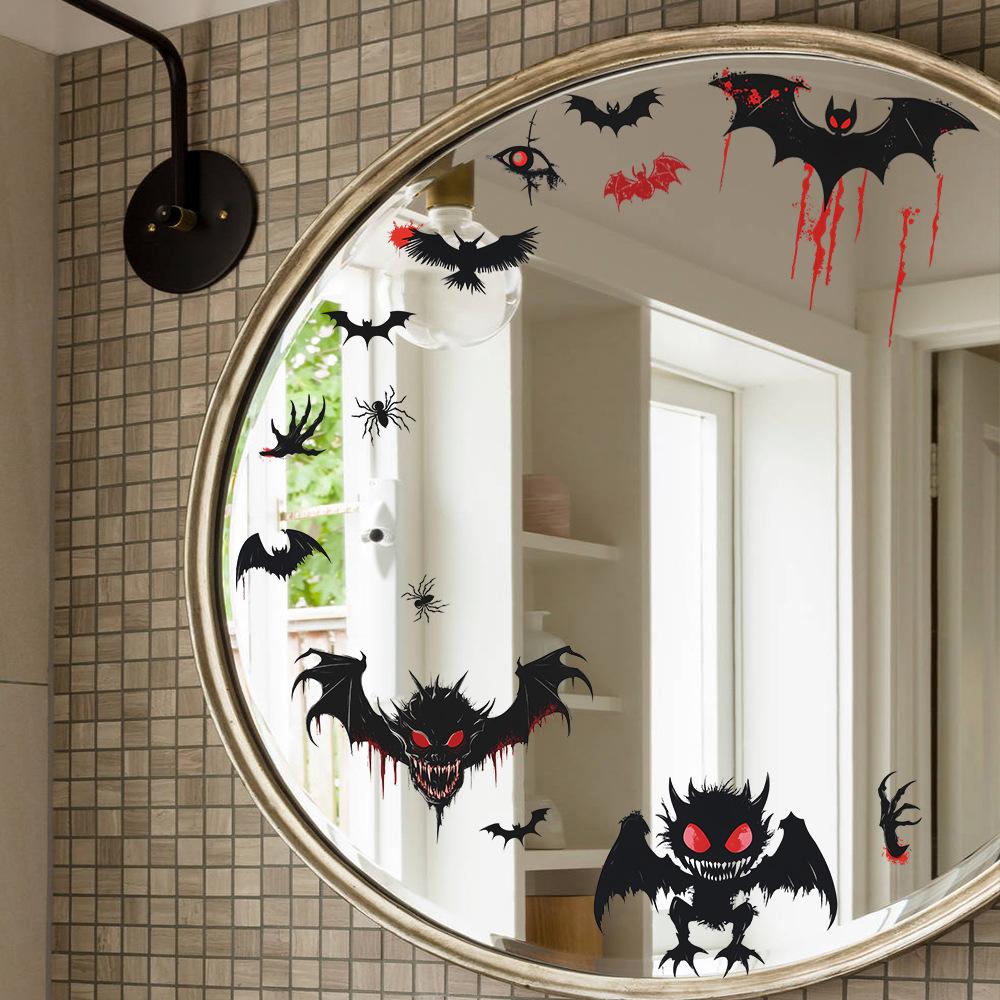 Halloween Cartoon Pumpkin Bat Home Glass Window Atmosphere Decoration Window Stickers