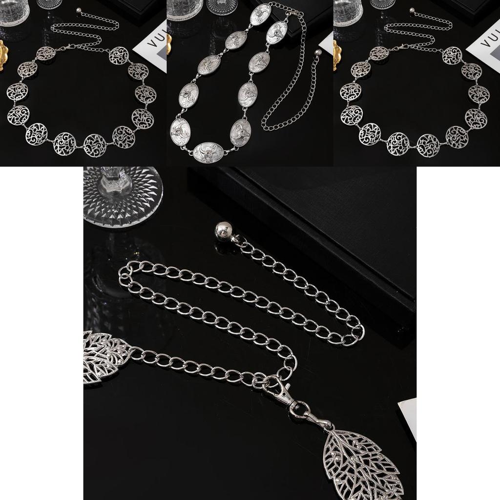 Vintage Boho Metal Waist Belt With Hollow Leaf Design For Summer Fashion