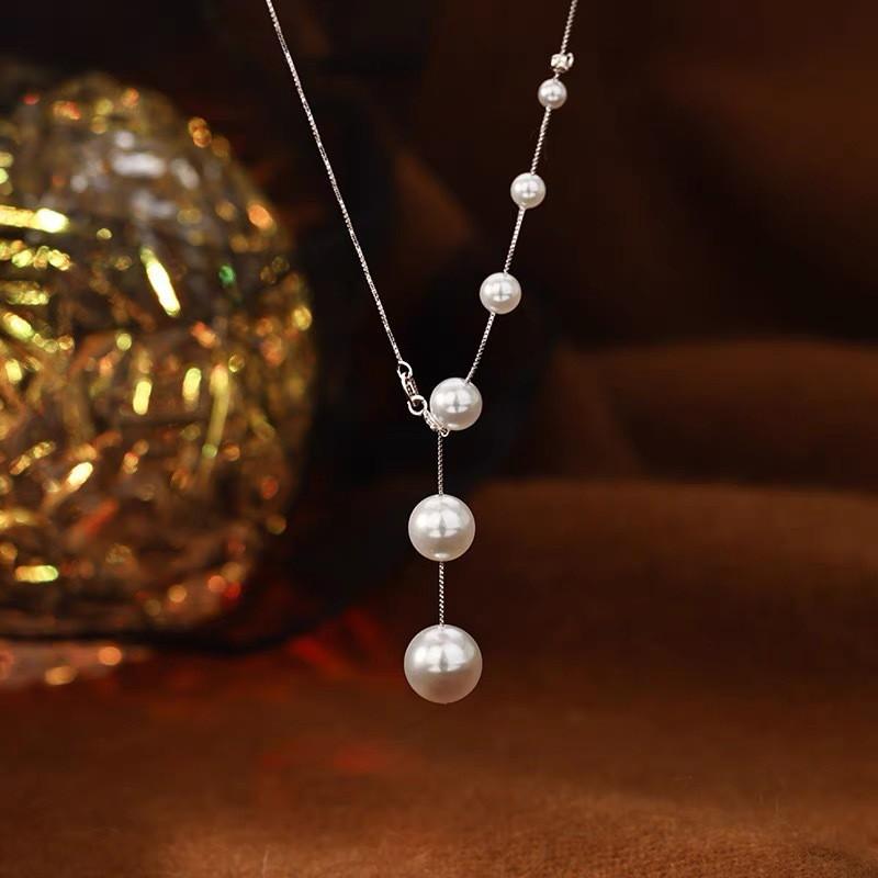 Womens Pearl Necklace Minimalist Luxury Sweater Chain Clavicle Pendant Fashion Commute