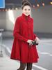 Autumn and Winter New Solid Color Plus Size Women's Button Up Version, Medium To Long Loose Coat, Cloak, Windbreaker