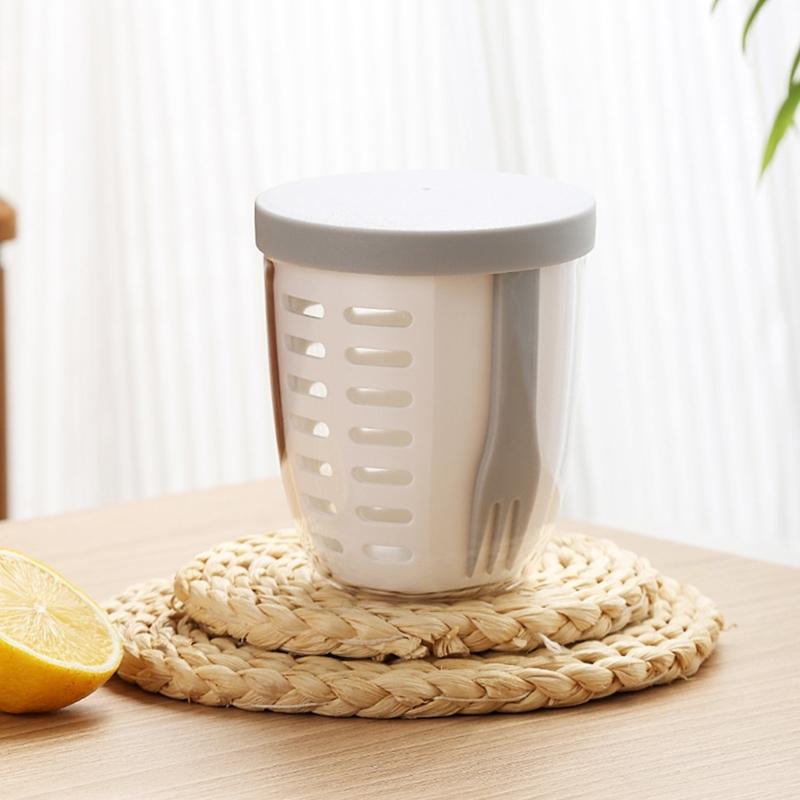 600ml Praktische Picknick Opbergemmer Plastic Beker Afsluitbare Saladebeker voor School