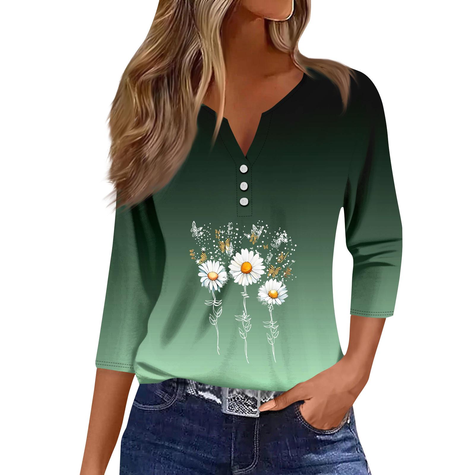 

Женский модный и повседневный пуловер с рукавом семь четвертей и популярным принтом L армия зеленый