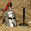 Handmade Greek Corinthian Helmet  Silver Spartan Warrior Armor  Plume Crested Cosplay Prop
