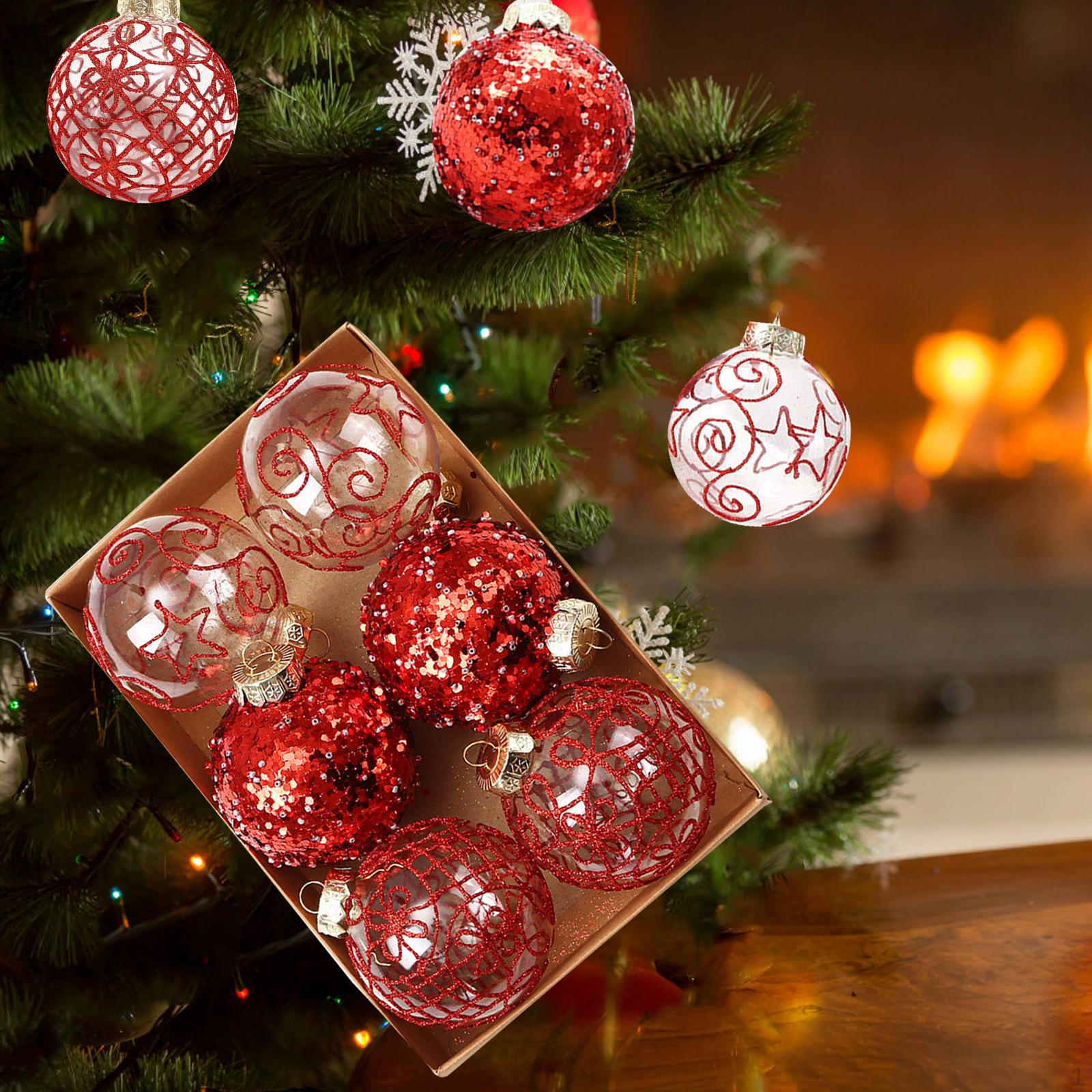 

6 шт. Рождественские шары, украшения, безделушки, многоразовые, 8 см, подвески-шармы для праздника в помещении красный