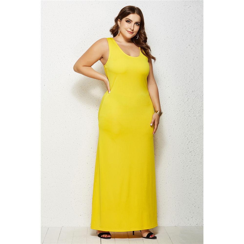 Women Sexy Sleevesless Plain Maxi Dresses Casual Long Dresses Summer Beach Round Neck Long Dress Oversize