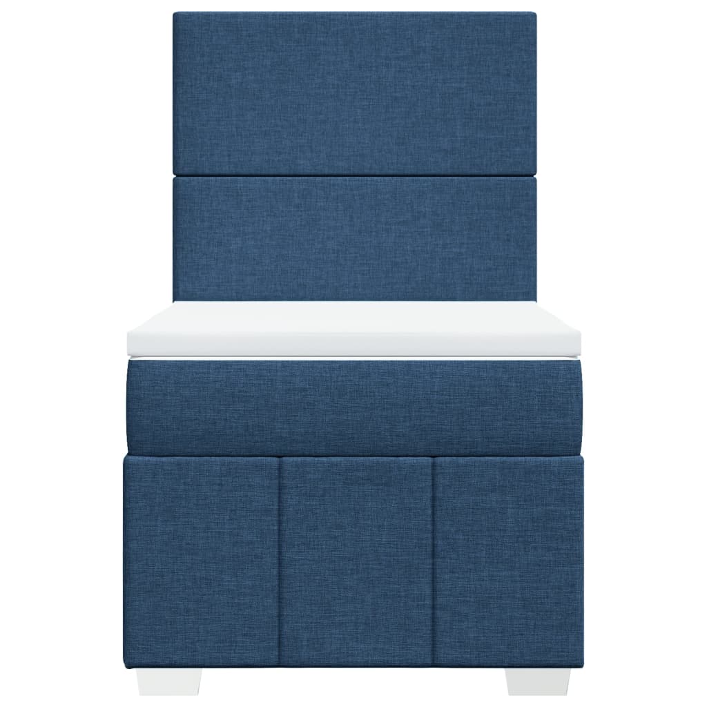 Box Spring Bed with Mattress Blue 90x200 cm Fabric