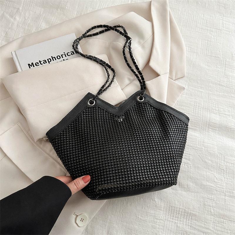 

Fashion Rhinestone Women s Bag 2024 Large Capacity New Commuter Single Shoulder Bag Trendy Street Chic Tote Bag