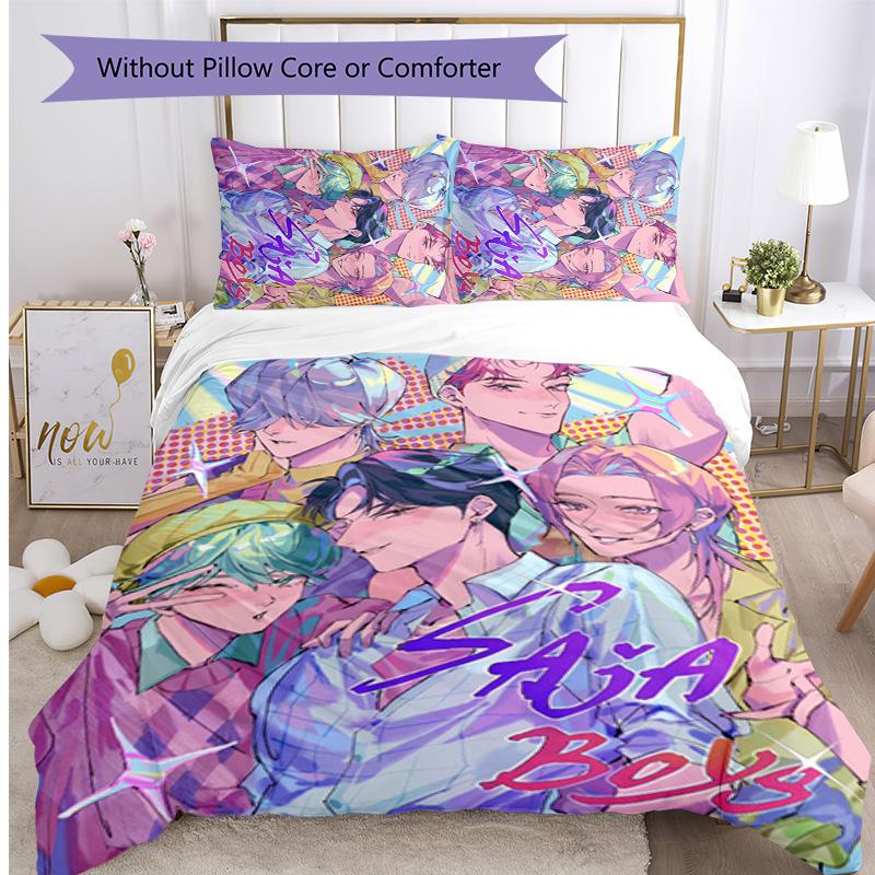 Kpop Demon Hunters Pattern Printed 3PCS Bedding Set, Soft Skin-Friendly Washable Duvet Cover & Pillowcases Set