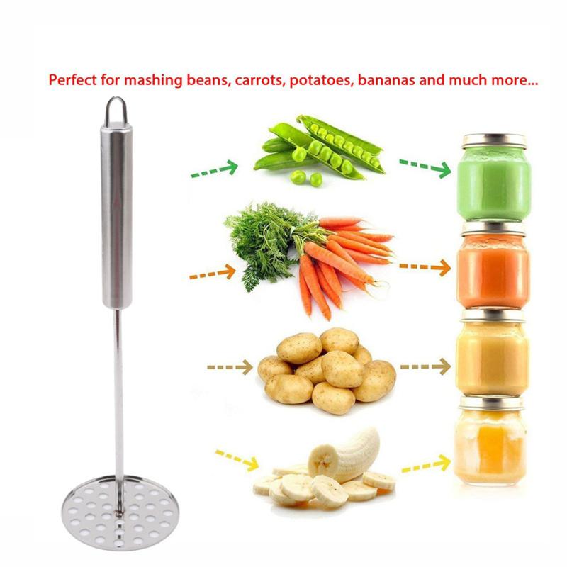 Edelstahl Kartoffelpresse Schlammwerkzeug Rutschfester Griff Integriertes Design Kartoffelstampfer Robuster Stampfer