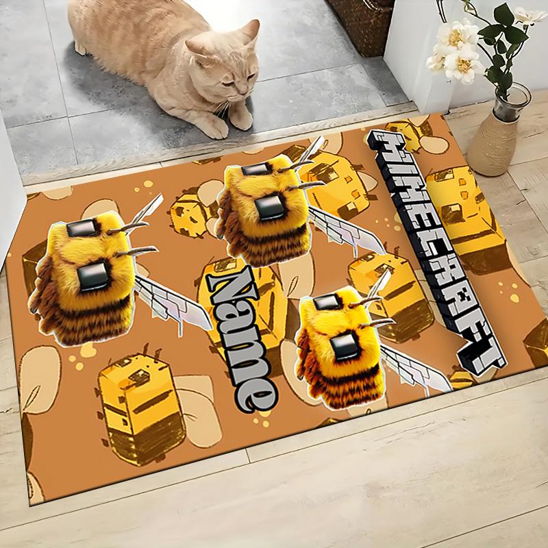 Custom Name Bee Sky Carpet Rug Customizable Soft Washable Anti-Slip Home Living Room Sofa Mats Personalized Rug. 0909409