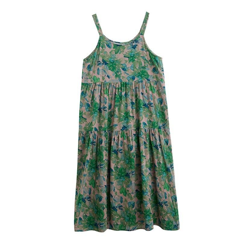 Sommerlich literarischer und retro lockerer A-Linienrock ärmelloses Außenhand-Westenkleid Damen