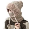 Cross-border New Image Knitted Warm Fluffy 100% Acrylic Unisex Adult Casual Hat Mask Scarf Conjoined Pullover Neck Protection