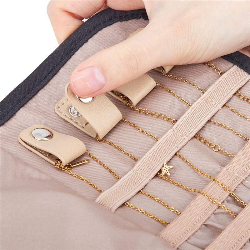 M-Modern-Jewelry Organizer Roll Foldable Jewelry Storage Bag Portable Travel Jewelry Case Soft Earrings Bracelet Storage Holder
