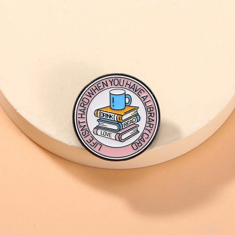 Cute Casual Wind Oil Drop Brooch Clothes Decorative Schoolbag Buckle English Letters Water Cup Book Cartoon