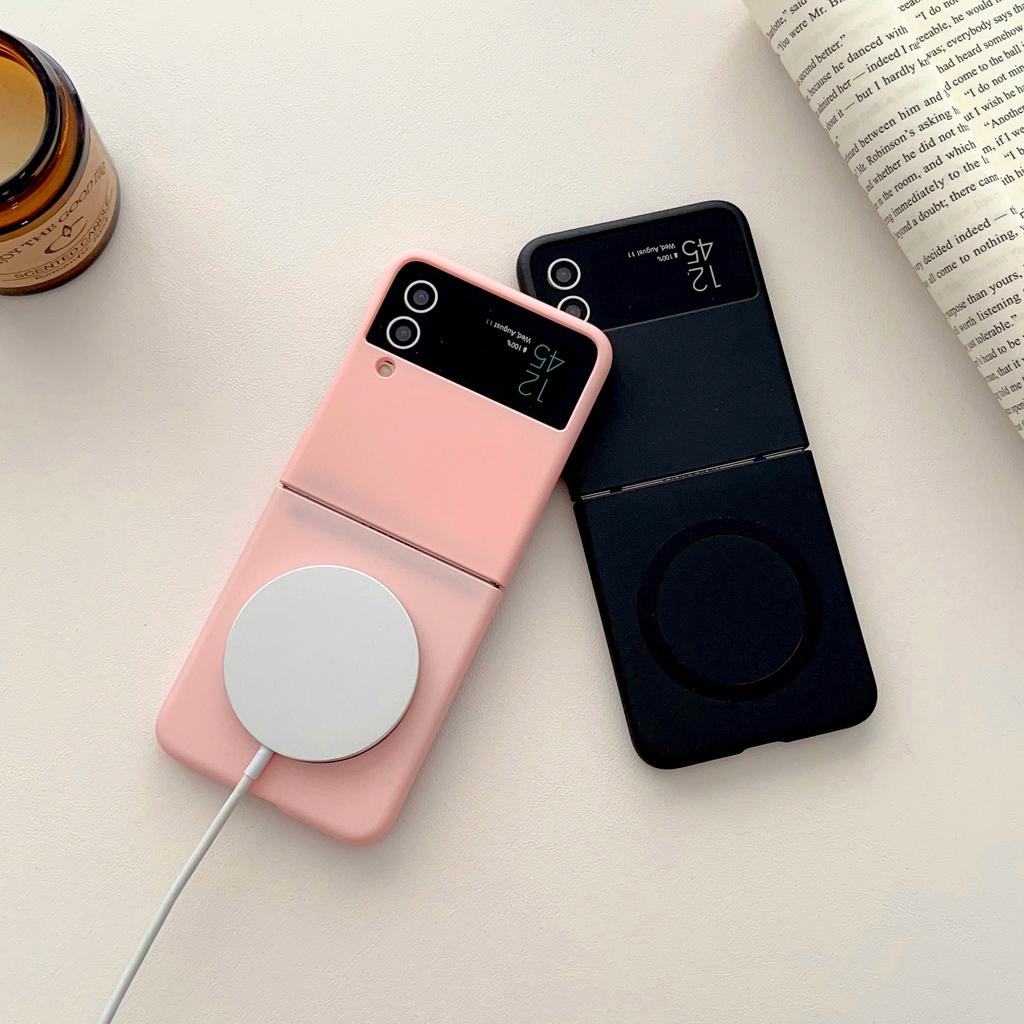 For Samsung Galaxy Z Filp 4 3 Magsafe Case Magnetic Wireless Charging Ultra -Thin Skin Friendly Matte Silicone Shockproof Cover