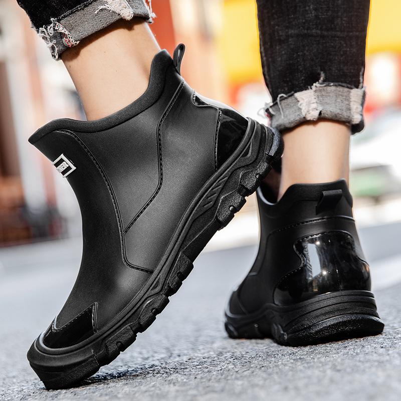 Camouflage Rain Shoes Men's Fishing Waterproof Shoes Large Size 48 Non-slip and Wear-resistant Construction Site Labor Insurance Short Rain Boots Kitc