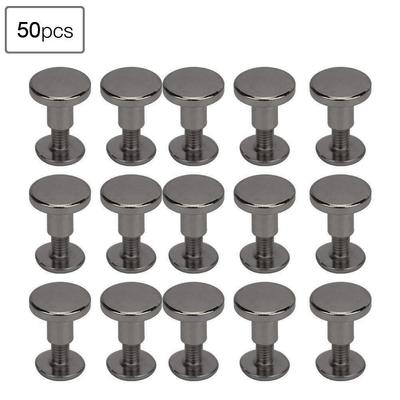 50 Set 8mm Pure Copper Flat Head Rivets Leather Strap Screws Kit for Notebook BindingGun Color