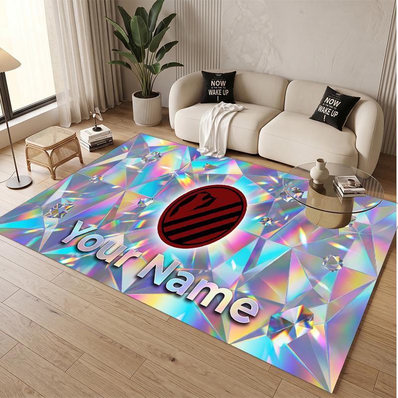 Personalized Crystal Velvet Carpet Atletico Madrid FC Pattern Non Slip Floor Rug