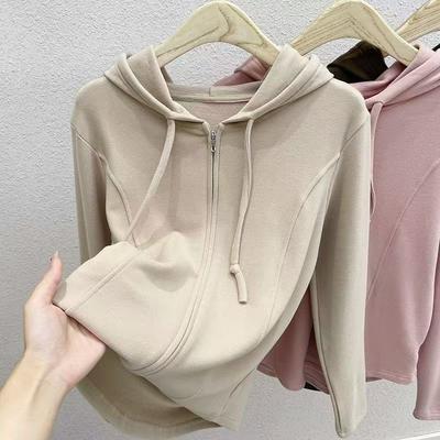Sweatshirt Jas voor Dames Effen Kleur Met Capuchon Fleece Verdikt Los Casual Lange Mouw Winter Sweatshirt Top