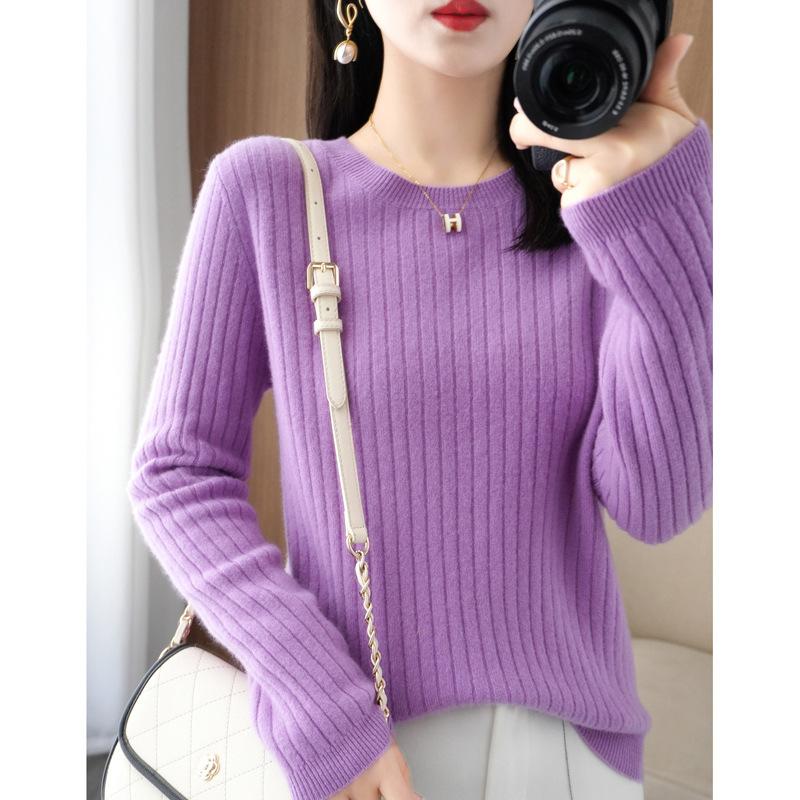 GMXIA Rundhals Pullover mit Kordelzug am Saum Damenmode Allround-Pullover Locker Einfarbig Damen