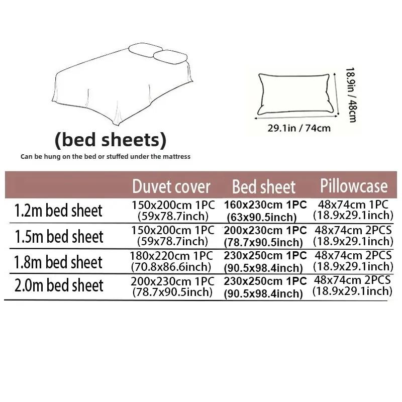 Christmas Style 3/4pcs Simple Plaid Bedding Set Skin-friendly Breathable Quilt Cover Machine Washable Home Bedroom Guest Room