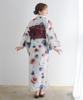 Yukata change set Heiko H one size fits [KYOETSU] set, weave, unbleached, 2-piece (yukata, obi), women's (1.Snow white, all)
