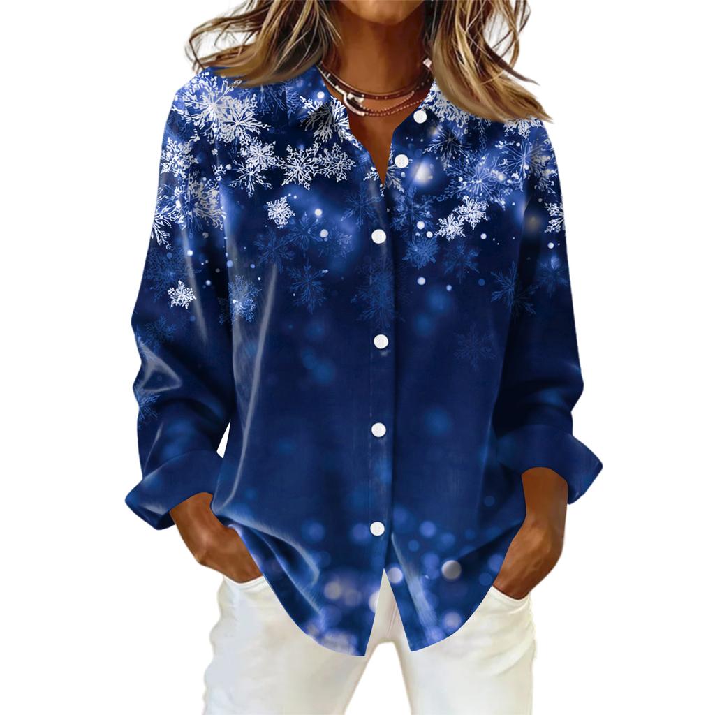 Dameskjorte med blomsterprintknapper, langermet avslappet vanlig skjorte bluser avslappet plussstørrelse basic topper