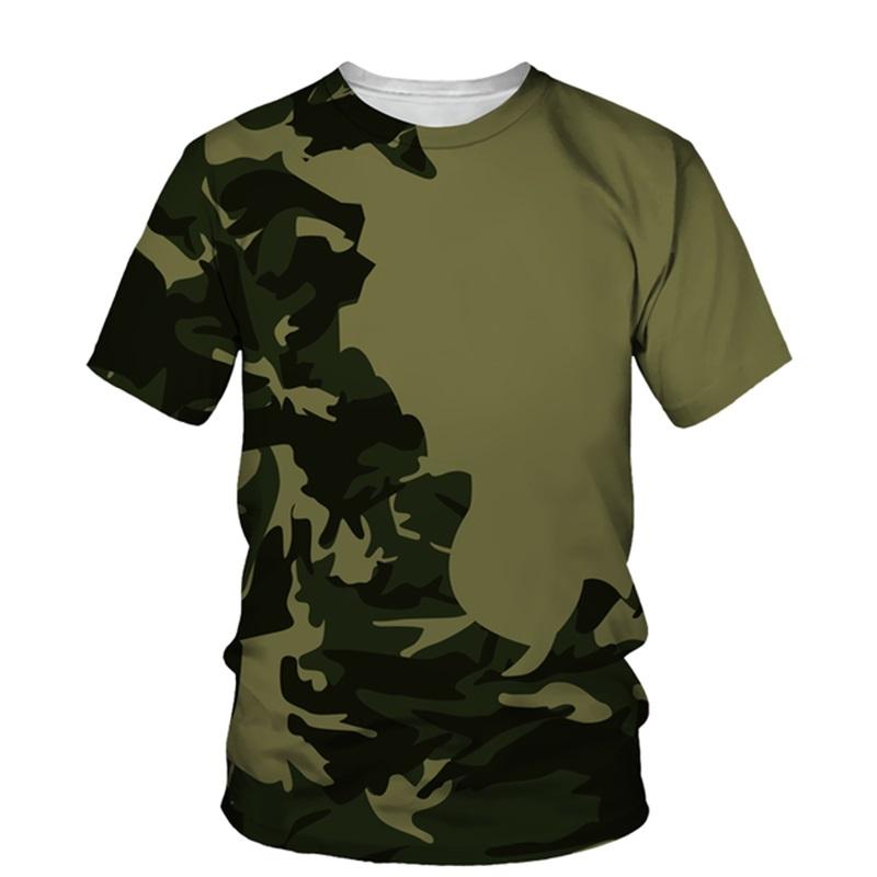 Summer Camouflage T-shirt Men's Clothing Camouflage Pattern 3D Printed T-shirt Casual Loose Version Popular Top Short Sleeved