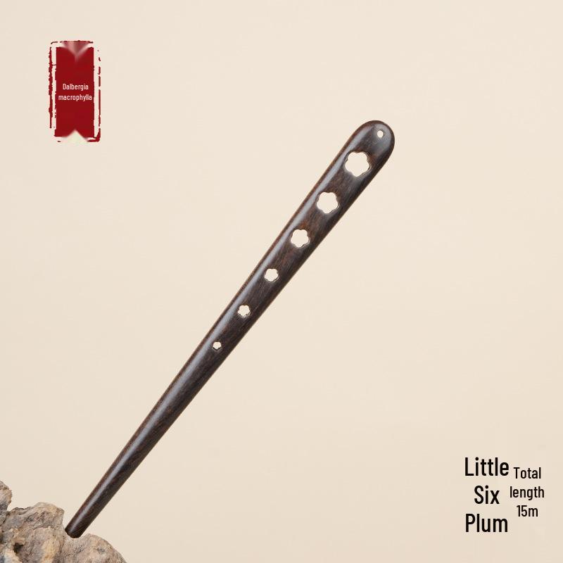 High-End Natural Ebony Wood Hairpin - Extended Chinese Ancient Style Black Hair Bun Accessory